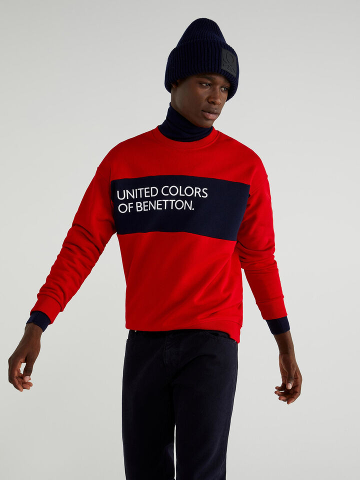 Sweatshirt in cotton with clashing band Men image number 4